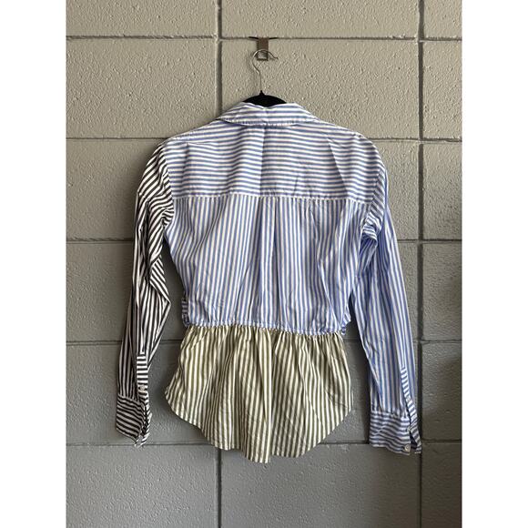 Women's Veronica Beard Mayfair Striped Button Front Wrap Top size 0 Quiet Luxury - Picture 5 of 5